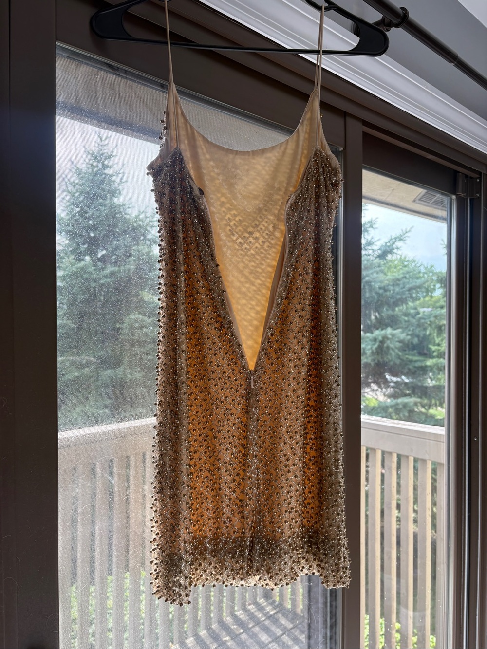 Oh Polly Gold Beaded Mini Dress - Picture 3 of 6